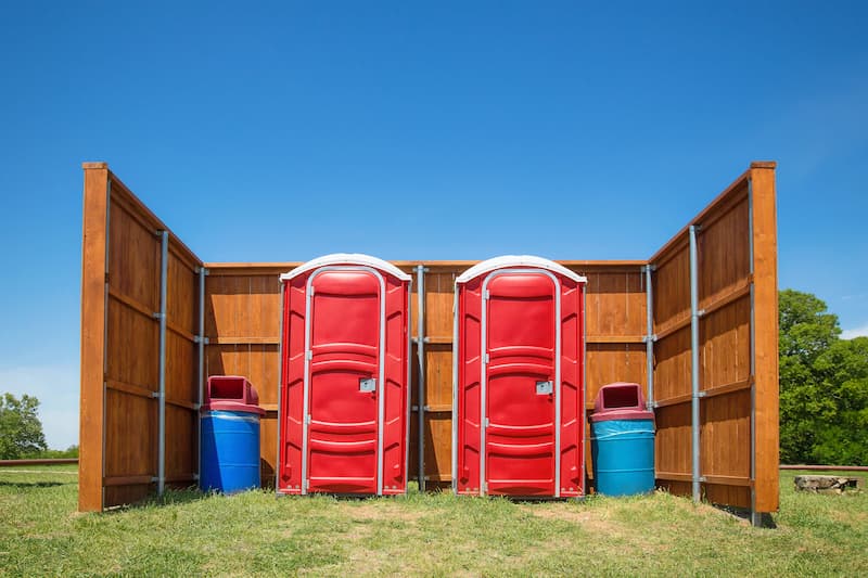 Short-term porta potty units staged for delivery in Derry, New Hampshire